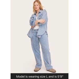 WOMENS LONG SLEEVE DENIM SHACKET PARKE X TARGET LIGHT WASH SZ MEDIUM NWT IN HAND